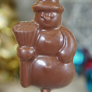 Sweet Spot Chocolate Shop Snowman with Broom Chococolate pop