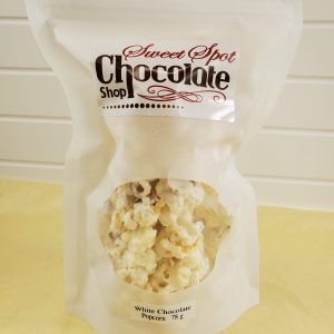 Sweet Spot Chocolate Shop White Chocolate covered Popcorn with Sea Salt